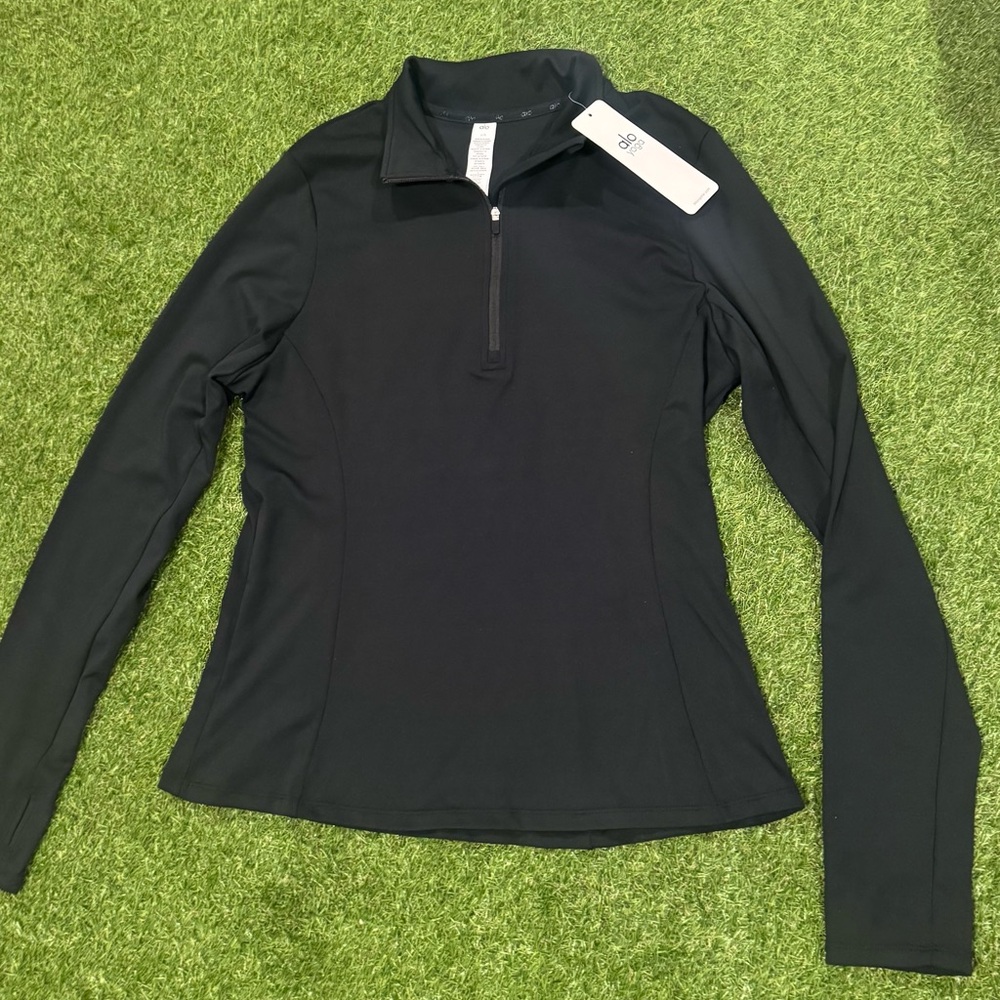 ALO Yoga Black Half-Zip Long Sleeve Athletic Top
